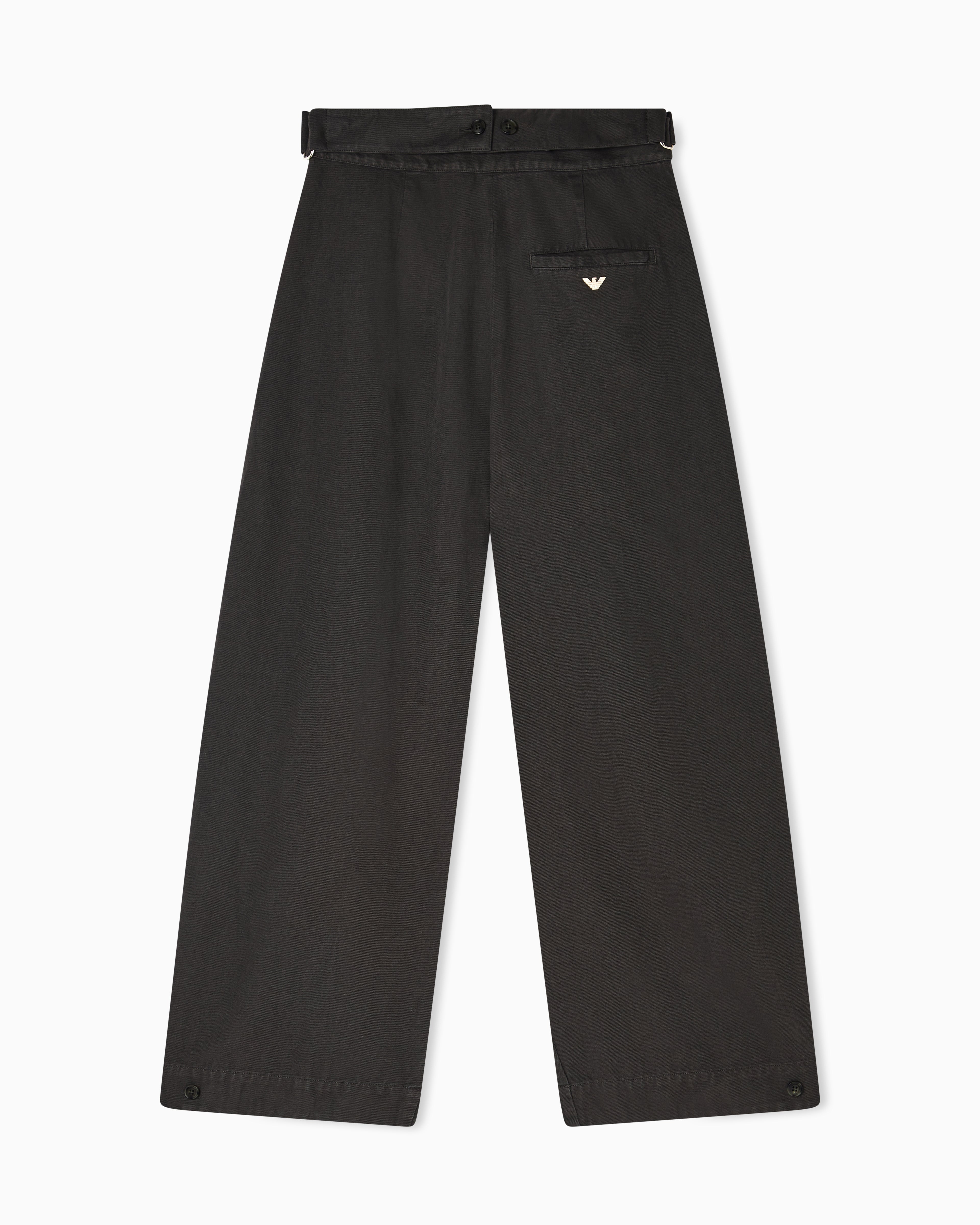 Emporio Armani Garment-dyed linen-blend oval-leg trousers