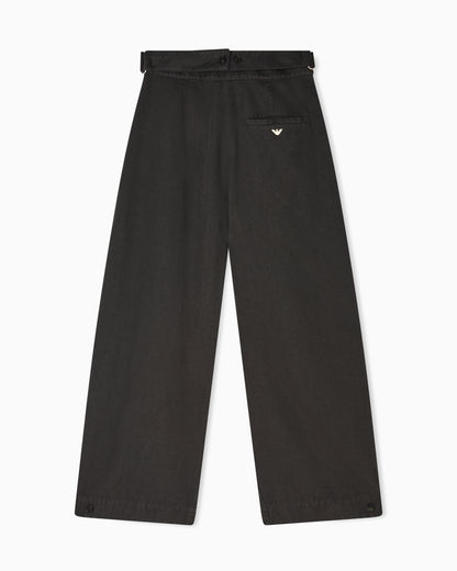 Emporio Armani Garment-dyed linen-blend oval-leg trousers