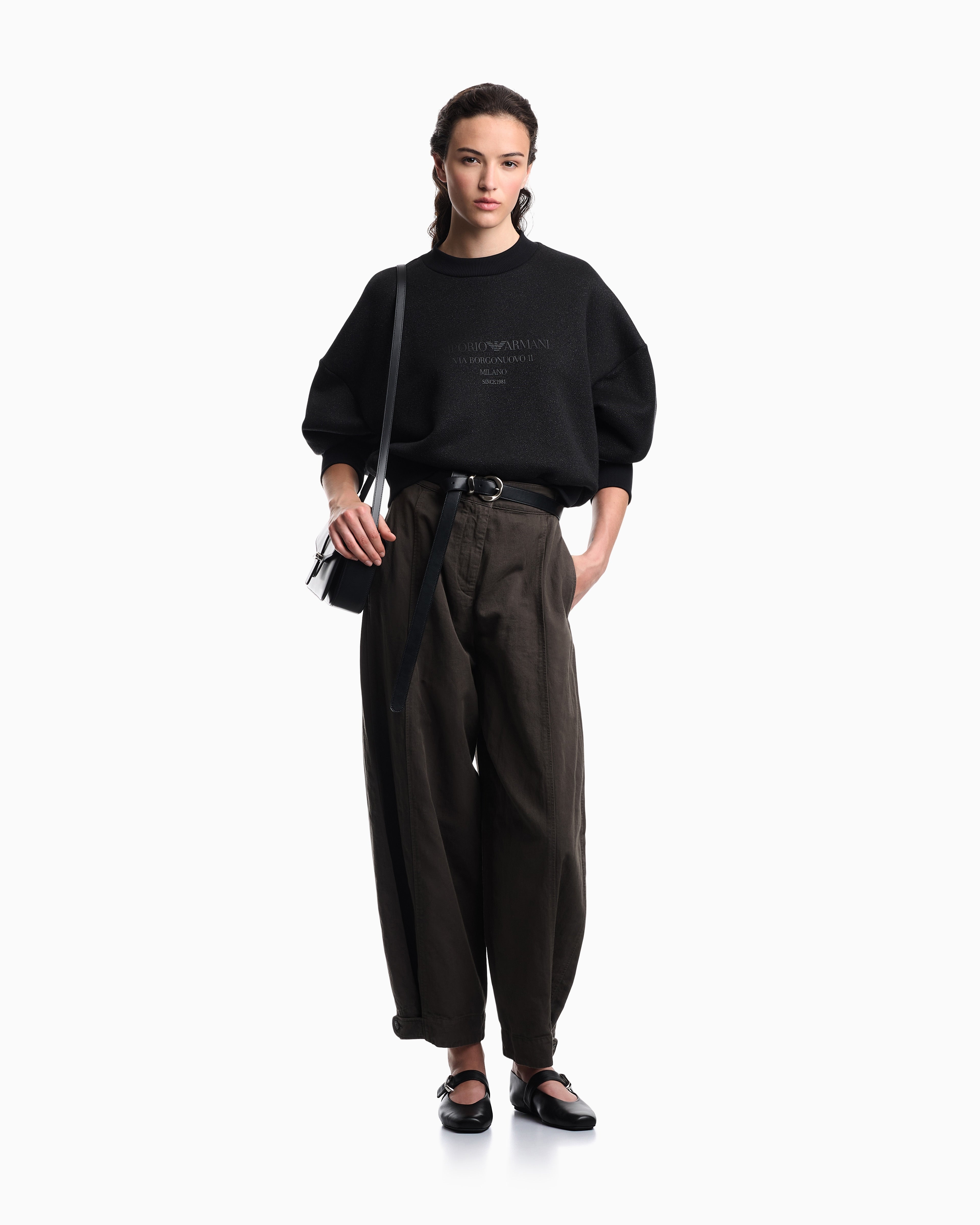 Emporio Armani Lurex jersey sweatshirt with shiny logo
