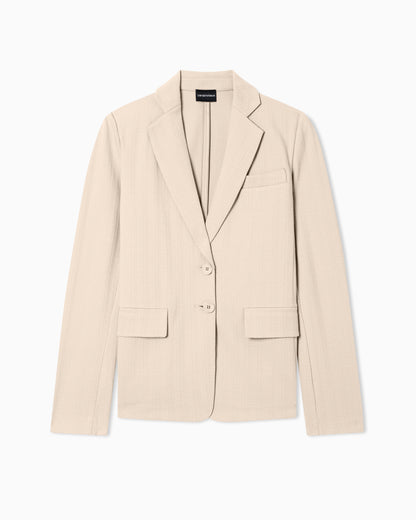 Emporio Armani Single-breasted jacket in stretch jersey with a chevron motif