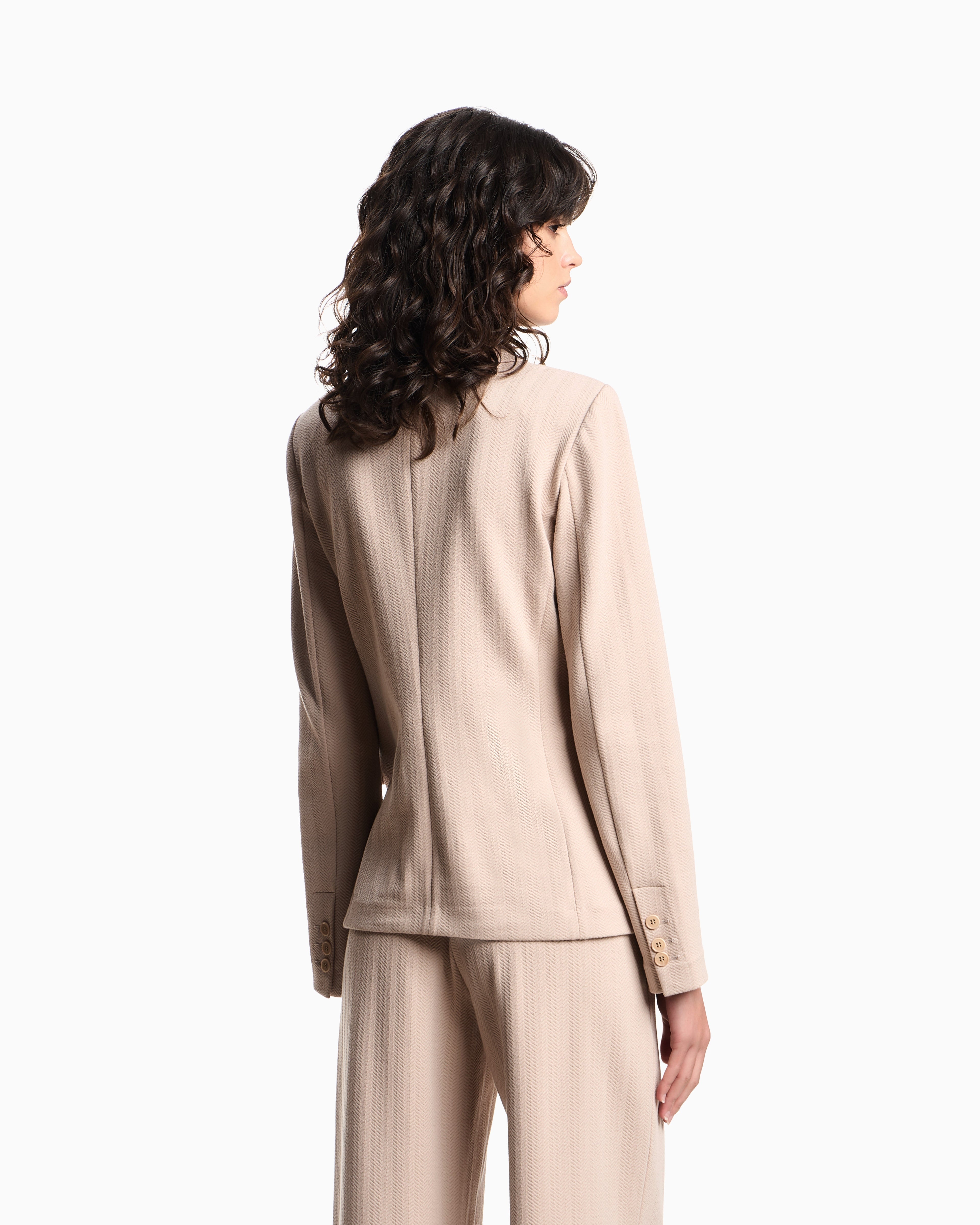 Emporio Armani Single-breasted jacket in stretch jersey with a chevron motif