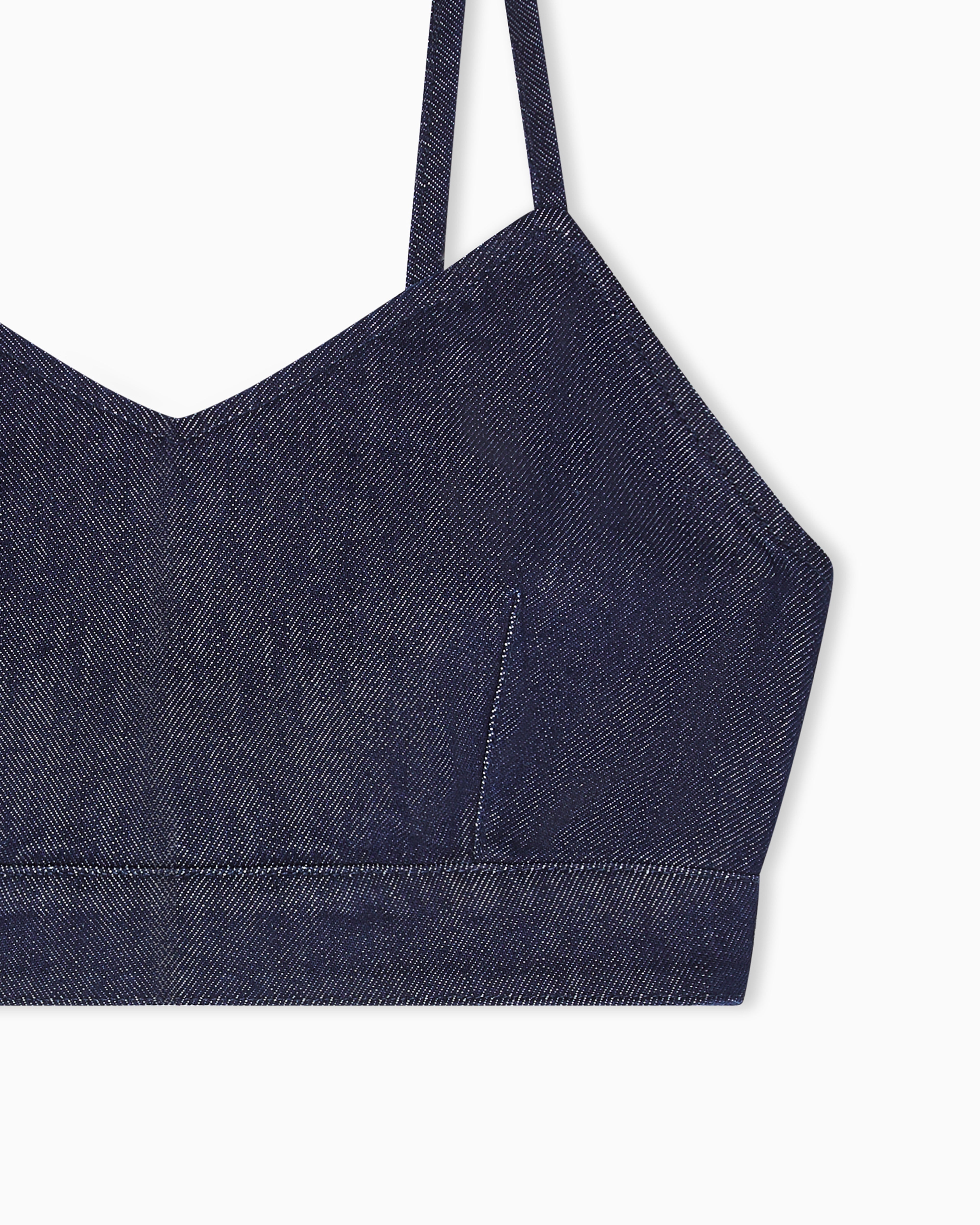 Emporio Armani 11 oz denim top with gold buttons