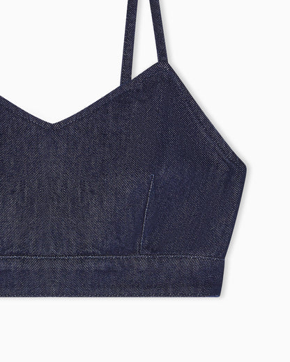 Emporio Armani 11 oz denim top with gold buttons