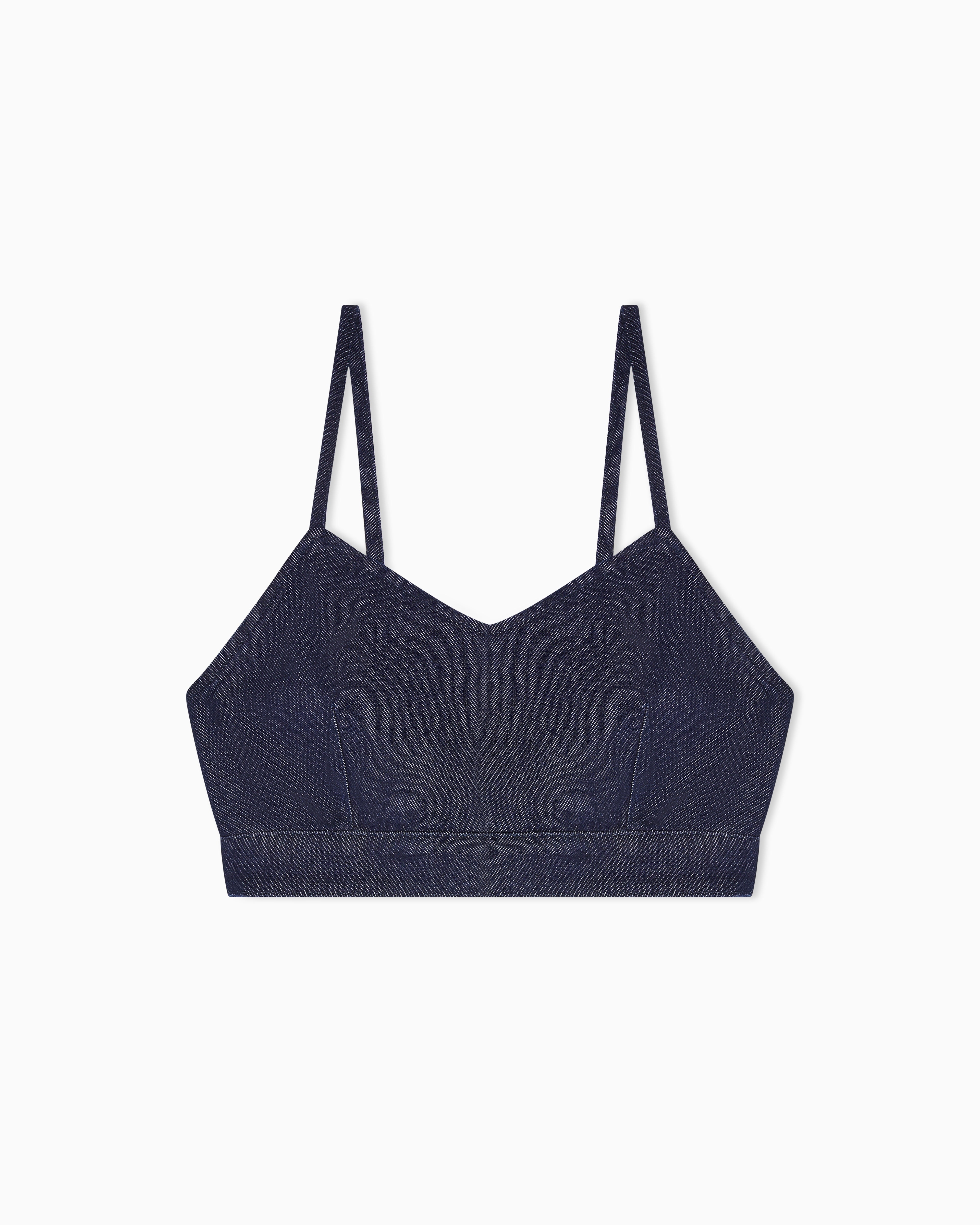 Emporio Armani 11 oz denim top with gold buttons