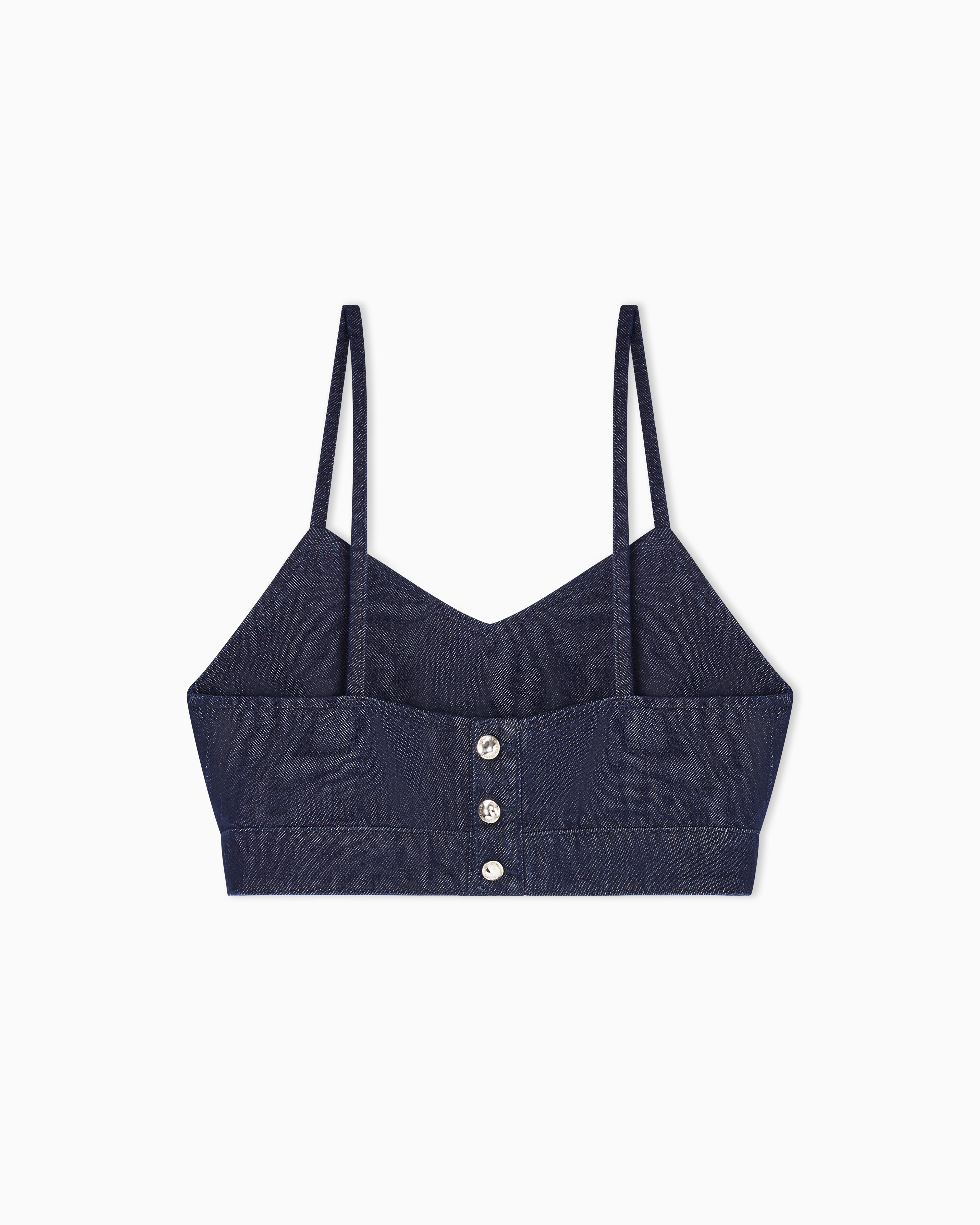 Emporio Armani 11 oz denim top with gold buttons