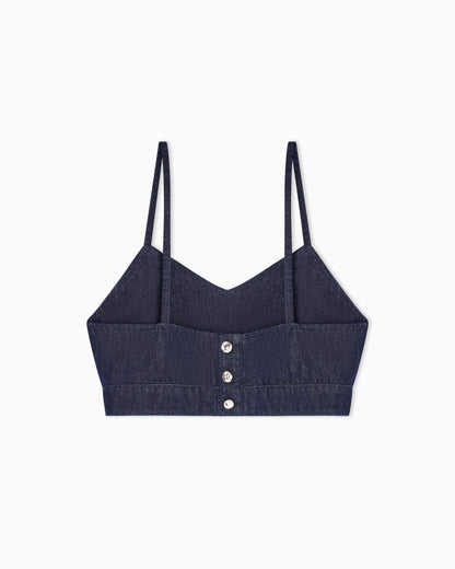 Emporio Armani 11 oz denim top with gold buttons