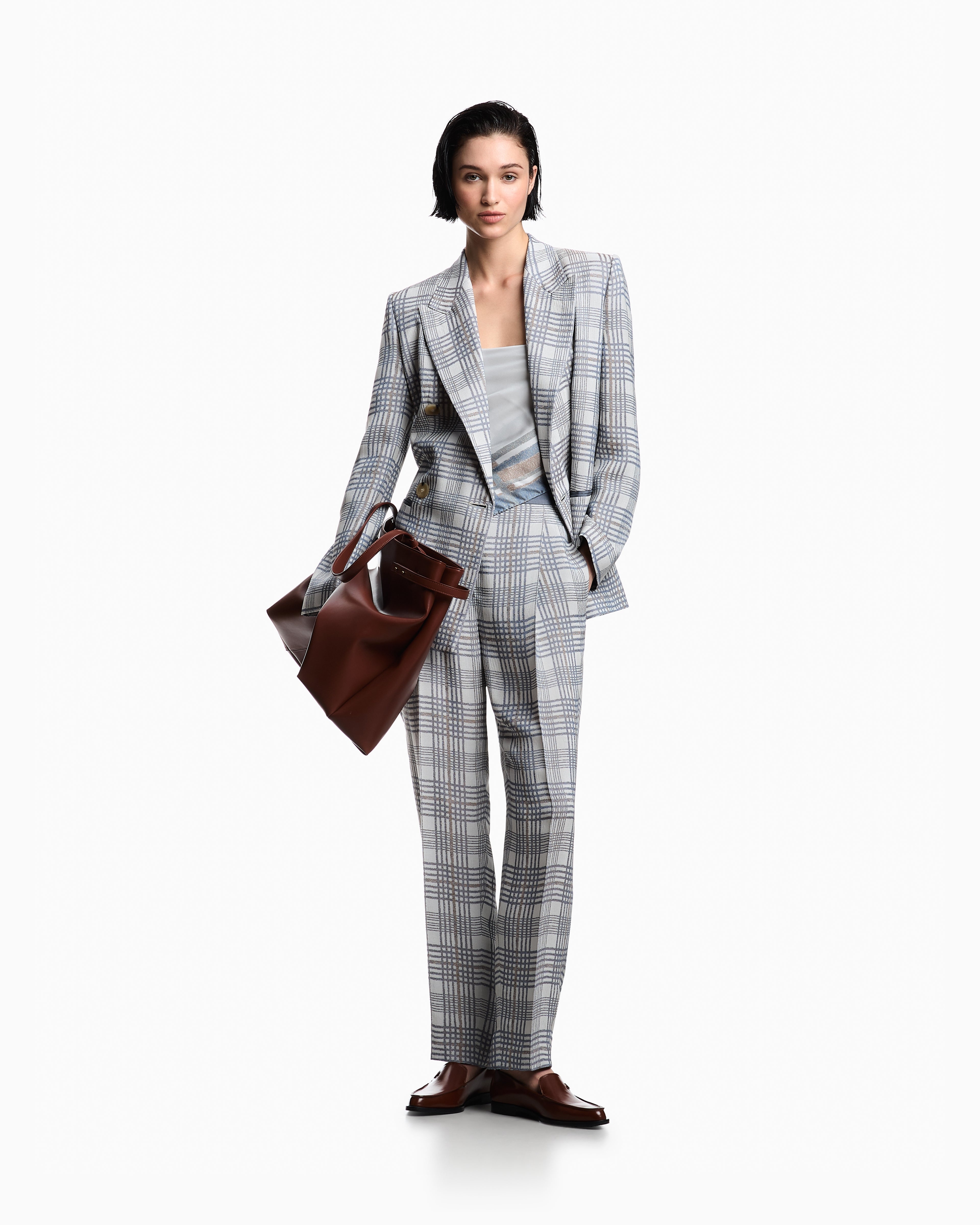 Emporio Armani Darted trousers in jacquard with chevron motif