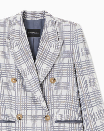 Emporio Armani Double-breasted blazer in a check-motif jacquard fabric