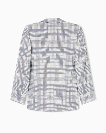 Emporio Armani Double-breasted blazer in a check-motif jacquard fabric