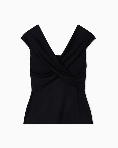 Emporio Armani Criss-crossed, stretch-jersey top