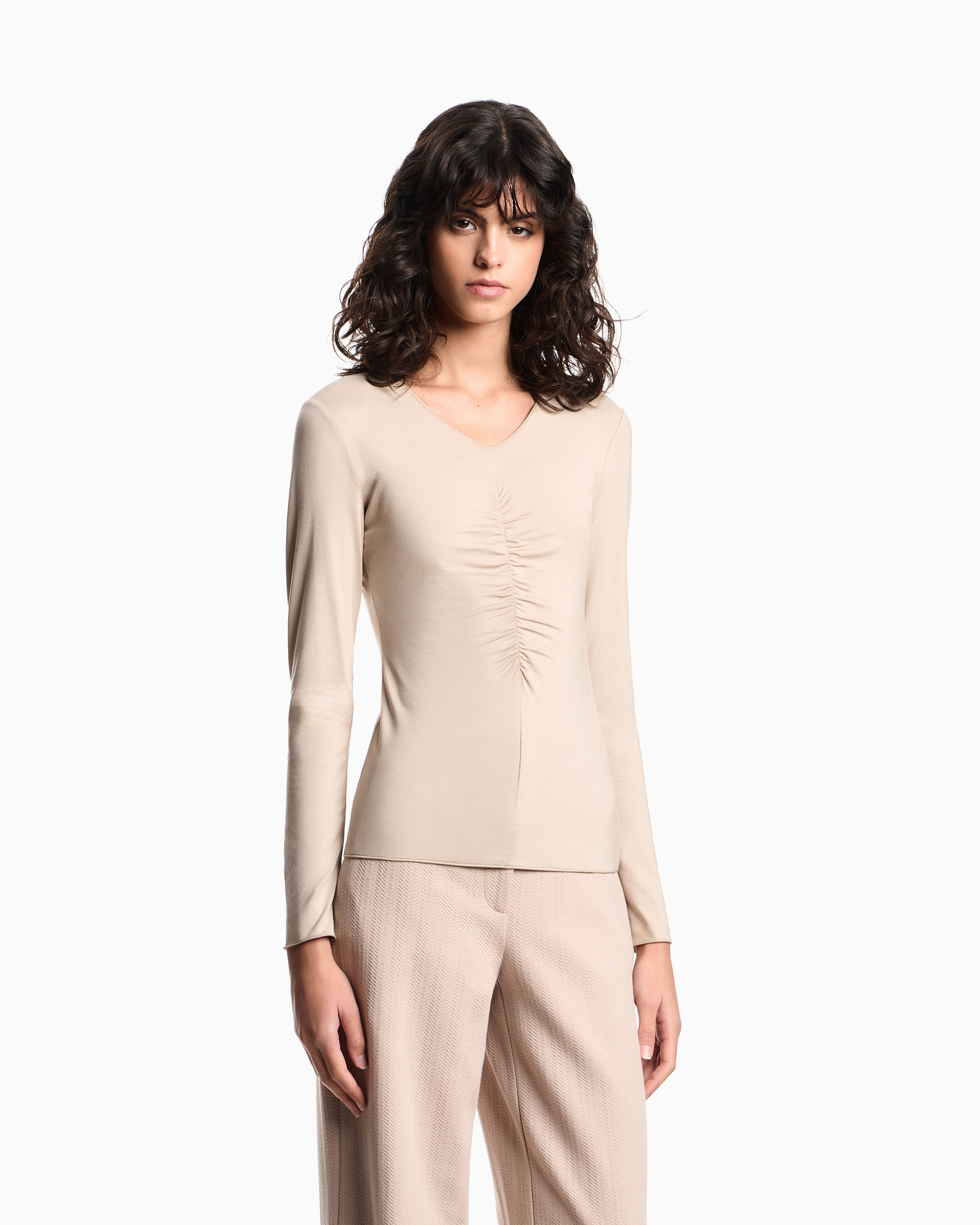 Emporio Armani Stretch jersey jumper with gathering detail