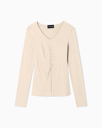 Emporio Armani Stretch jersey jumper with gathering detail