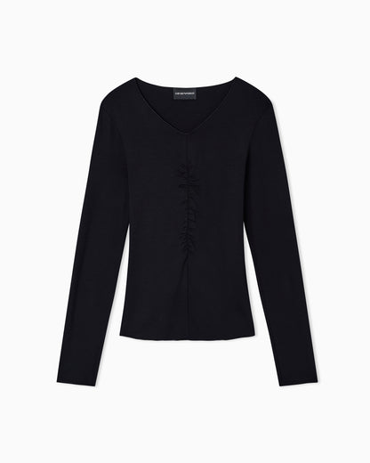 Emporio Armani Stretch jersey jumper with gathering detail