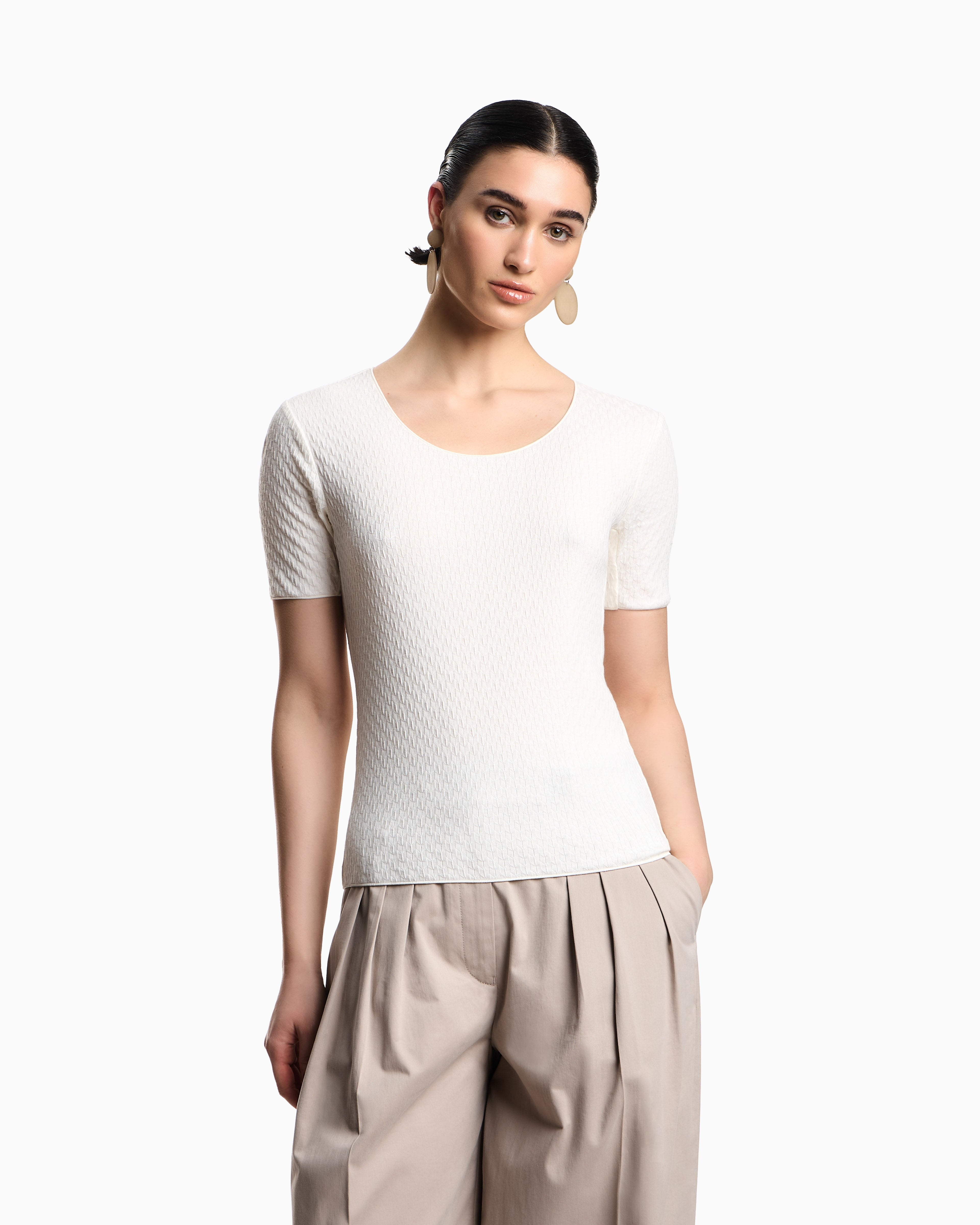 Emporio Armani Jacquard jersey jumper with embossed pattern