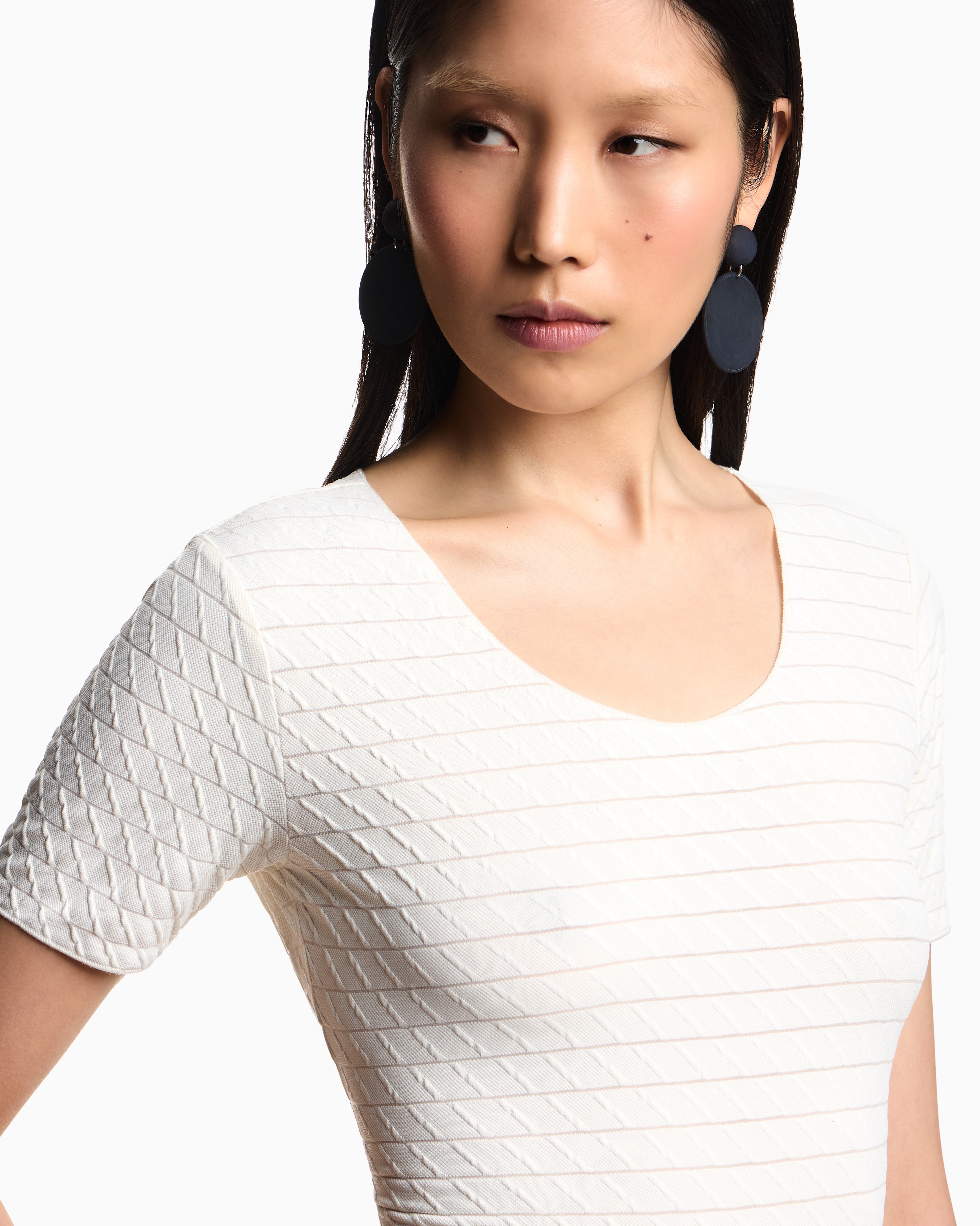 Emporio Armani Stretch nylon jersey jumper with jacquard motif