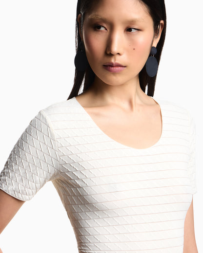 Emporio Armani Stretch nylon jersey jumper with jacquard motif