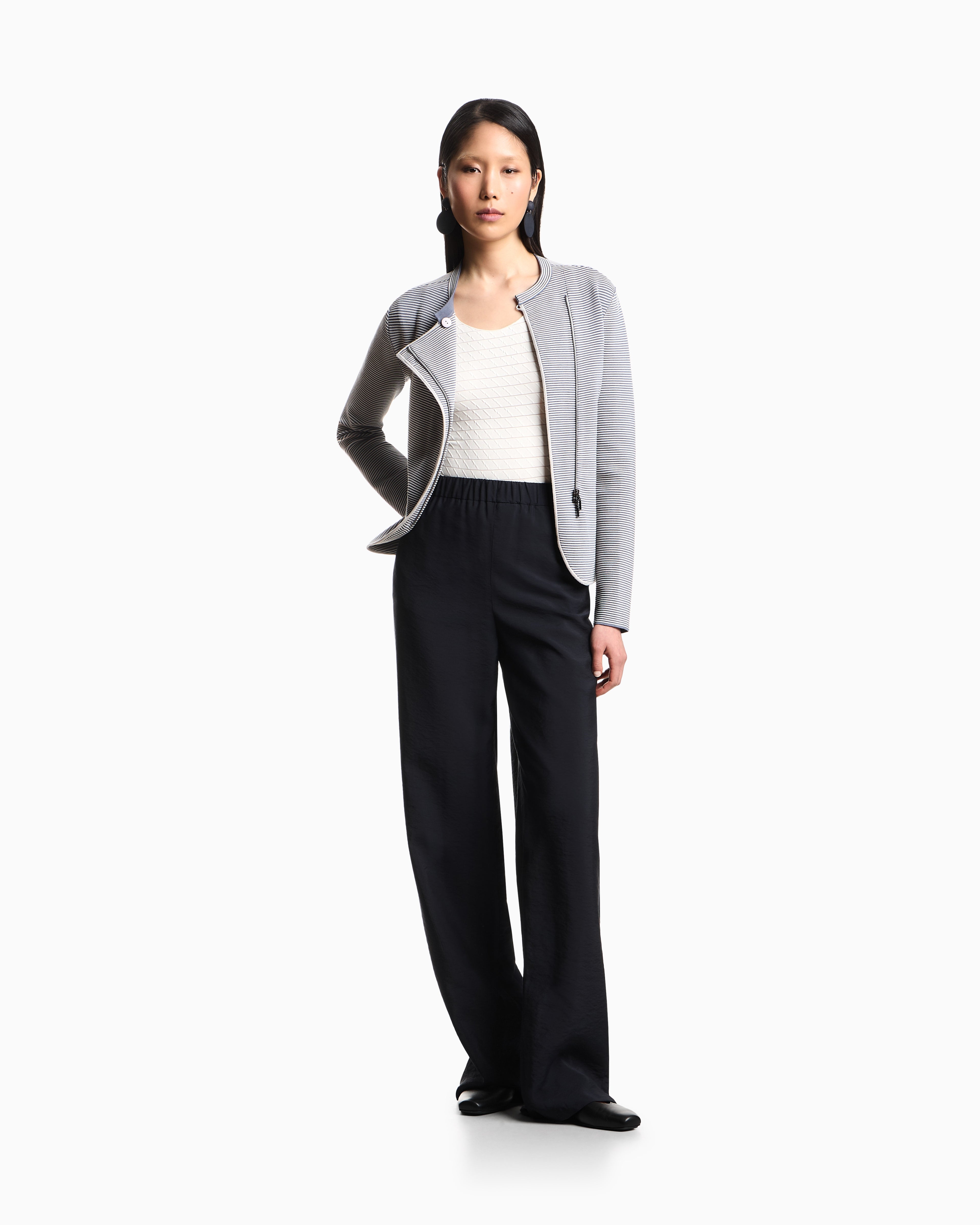 Emporio Armani Stretch nylon jersey jumper with jacquard motif