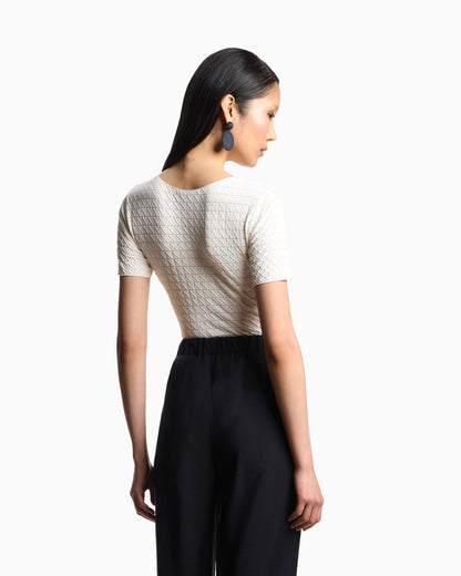 Emporio Armani Stretch nylon jersey jumper with jacquard motif