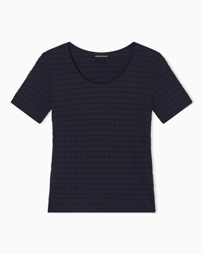 Emporio Armani Stretch nylon jersey jumper with jacquard motif