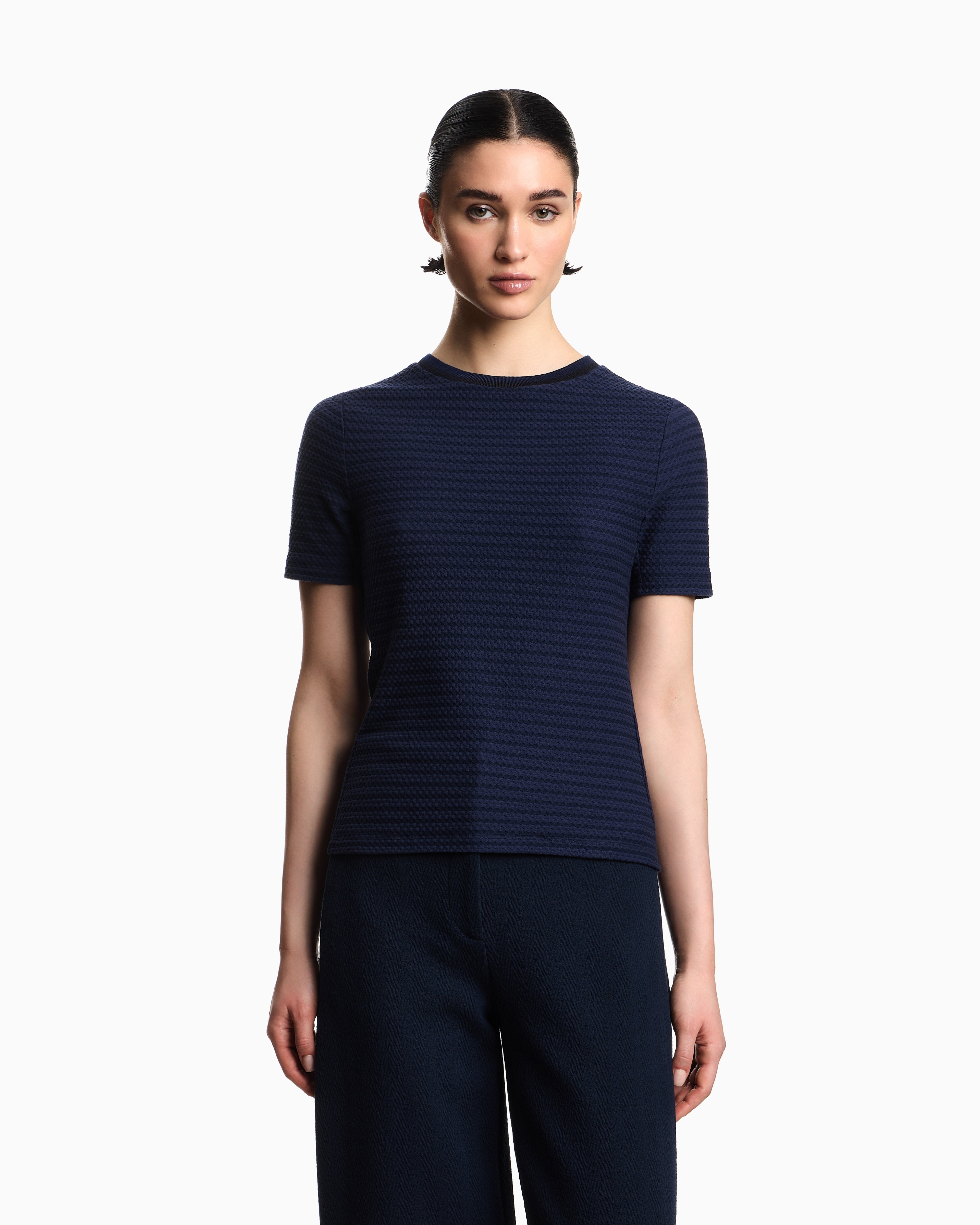 Emporio Armani Embossed-effect jacquard jersey jumper