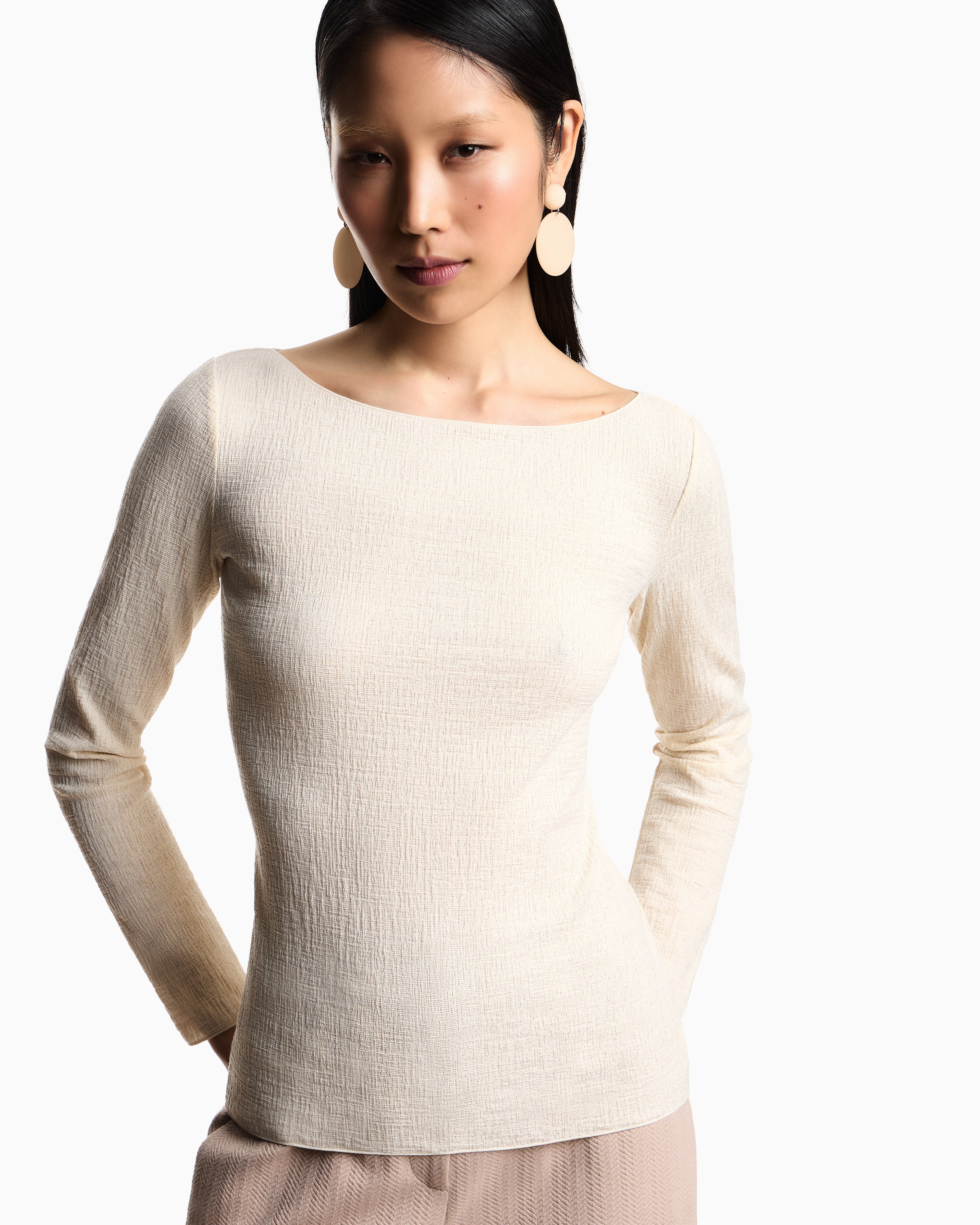 Emporio Armani Boat neck jumper in textured jersey
