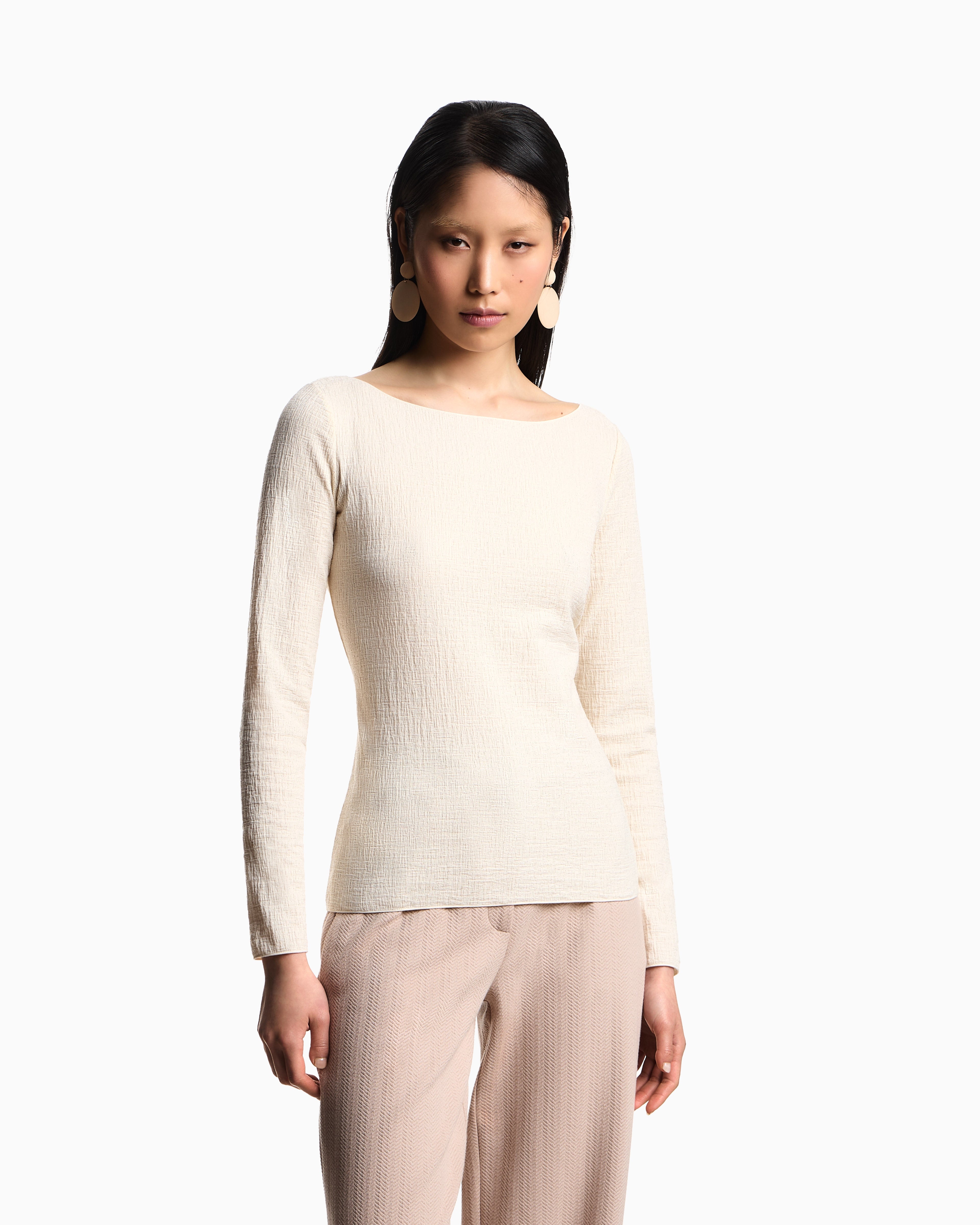 Emporio Armani Boat neck jumper in textured jersey