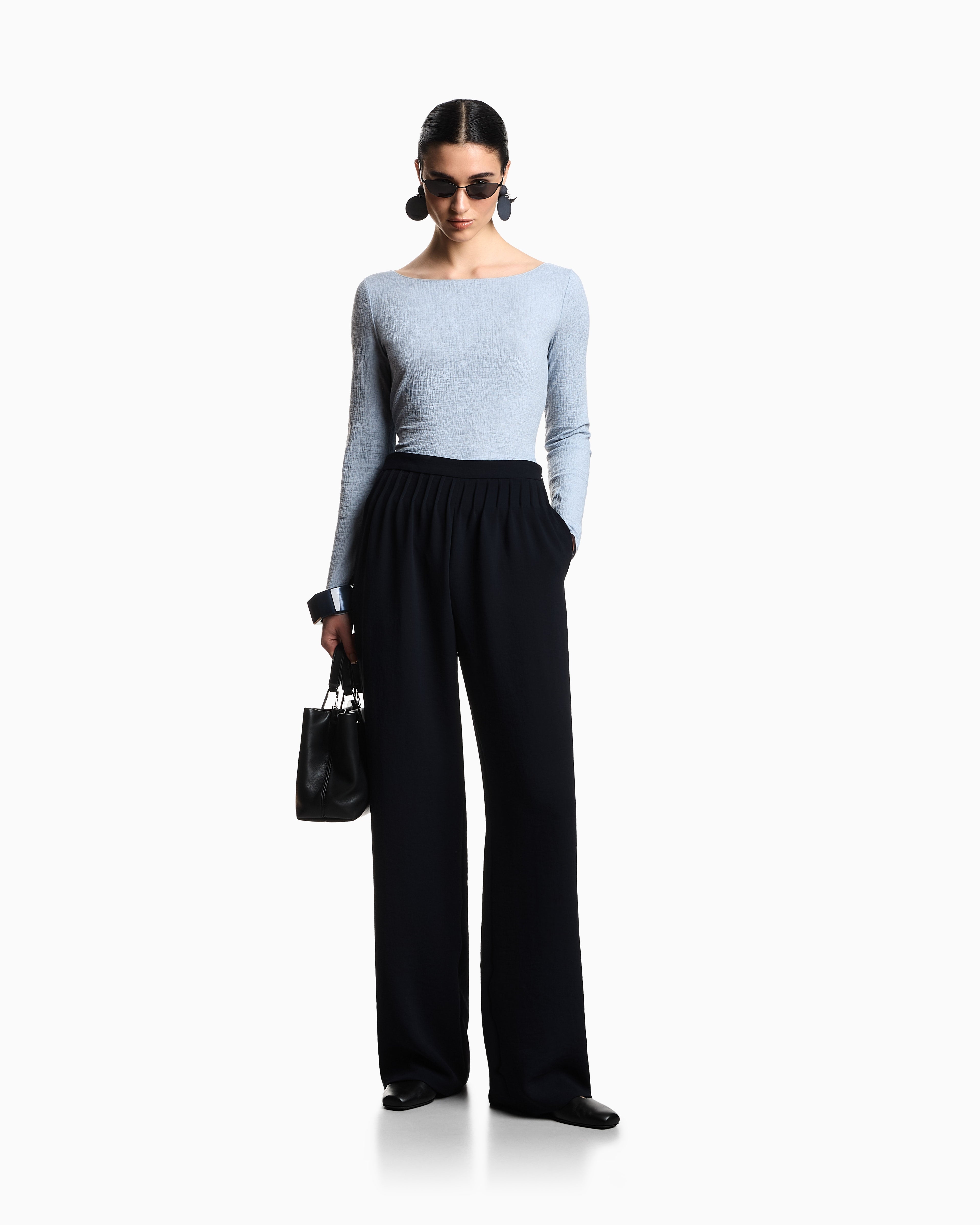 Emporio Armani Boat neck jumper in textured jersey