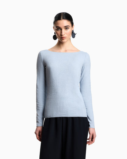 Emporio Armani Boat neck jumper in textured jersey