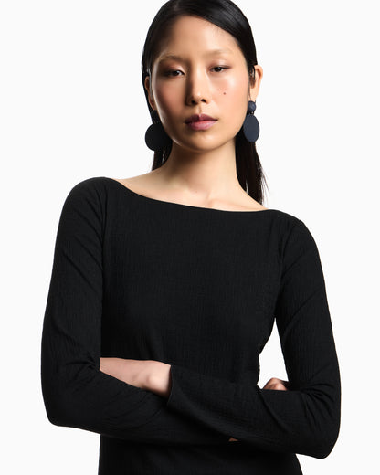Emporio Armani Boat neck jumper in textured jersey