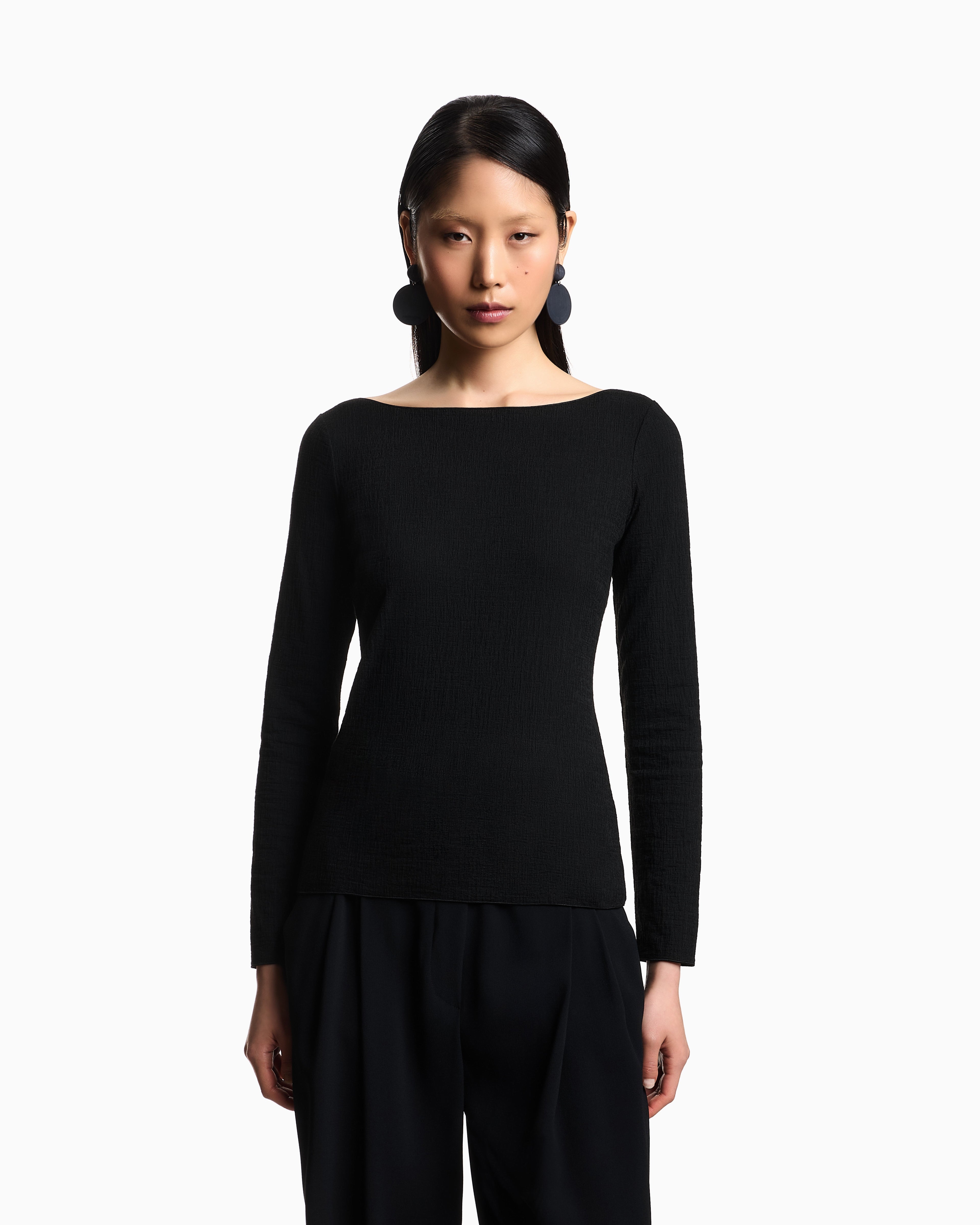 Emporio Armani Boat neck jumper in textured jersey