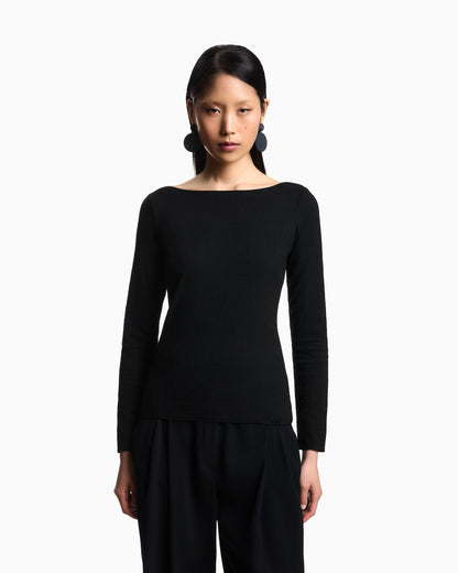 Emporio Armani Boat neck jumper in textured jersey