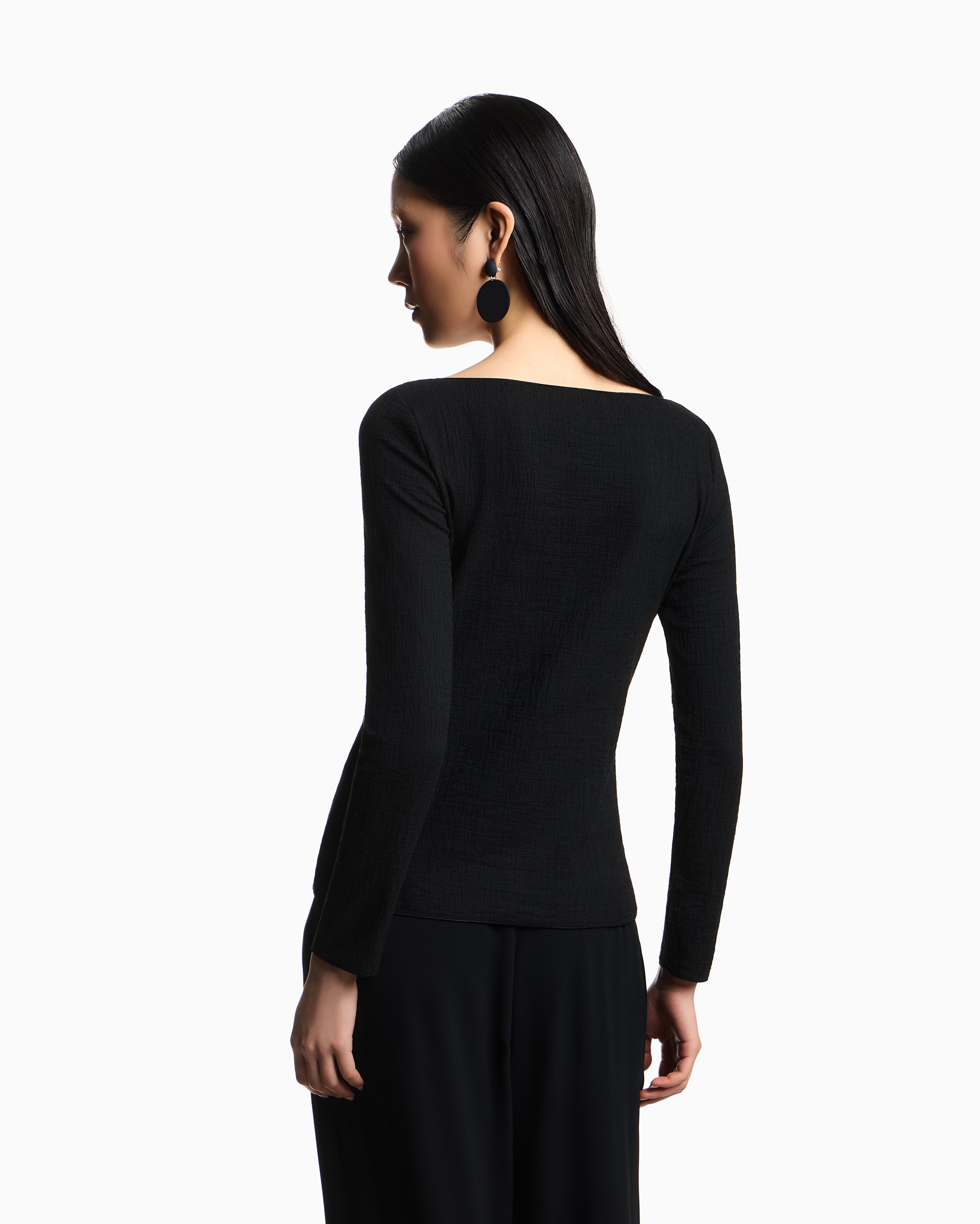 Emporio Armani Boat neck jumper in textured jersey