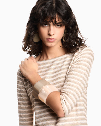 Emporio Armani Jumper with three-quarter length sleeves in striped jacquard jersey with a pattern