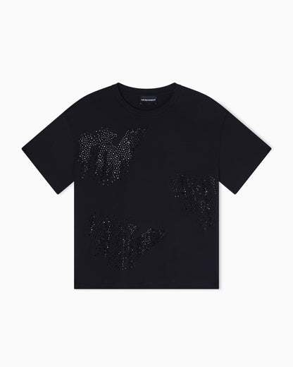 Emporio Armani jersey T-shirt with rhinestone eagle