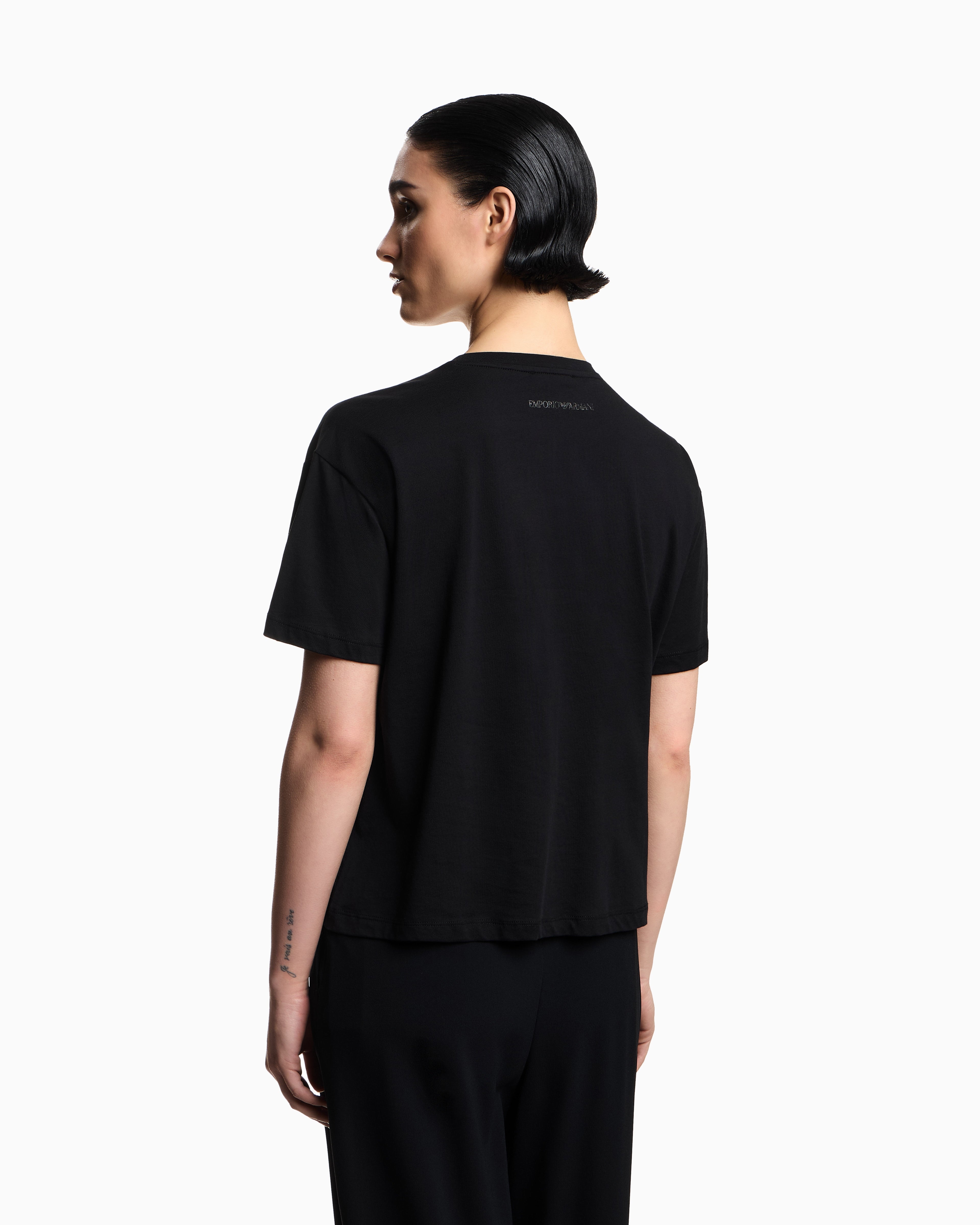 Emporio Armani jersey T-shirt with rhinestone eagle
