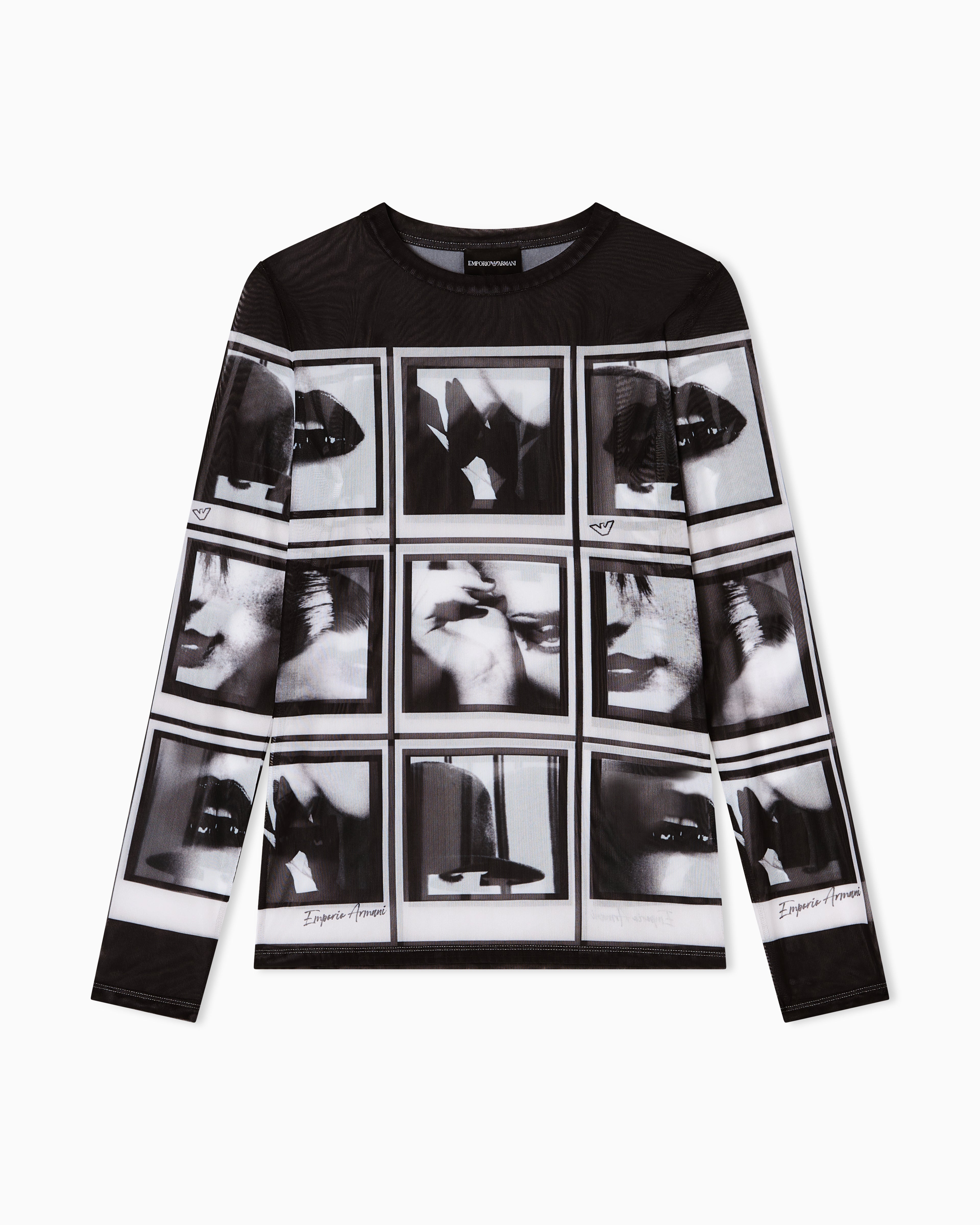 Emporio Armani Mesh jumper with all-over photographic prints