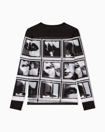 Emporio Armani Mesh jumper with all-over photographic prints
