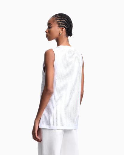 Emporio Armani Mercerised tank top with rhinestones