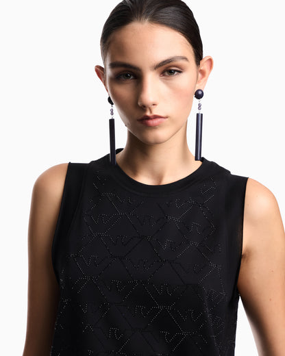 Emporio Armani Mercerised tank top with rhinestones