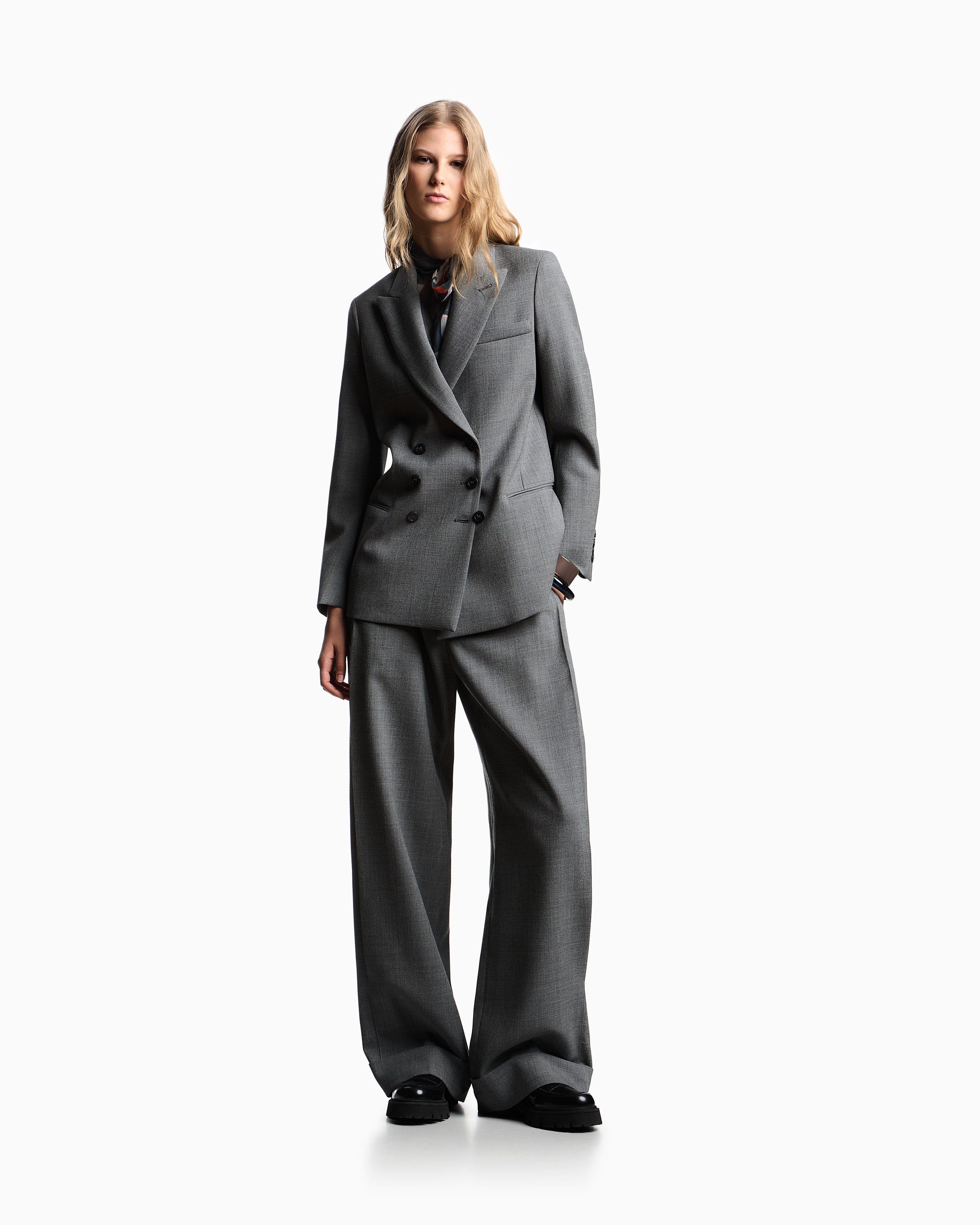 Emporio Armani Mouliné wool crêpe trousers with darts