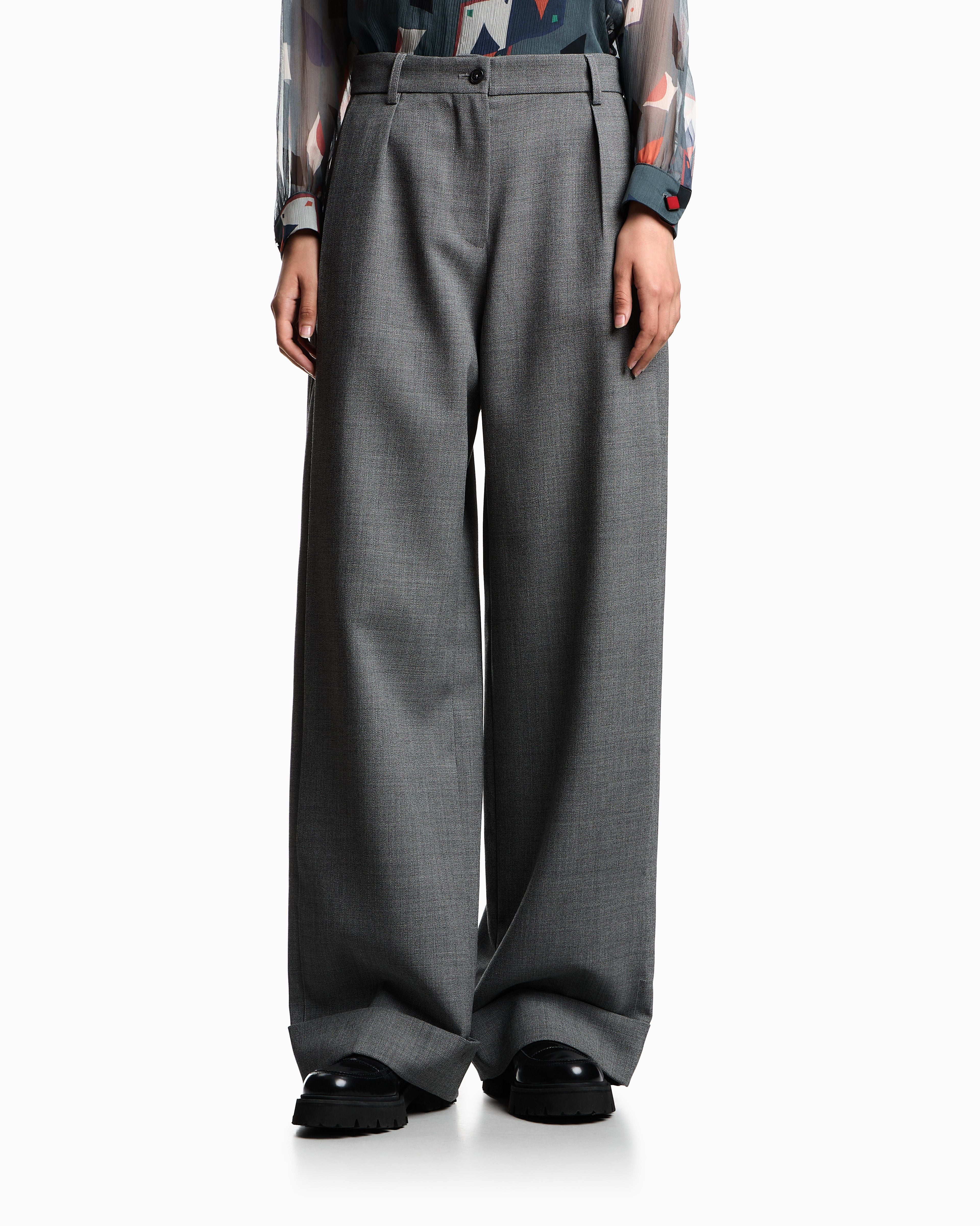 Emporio Armani Mouliné wool crêpe trousers with darts