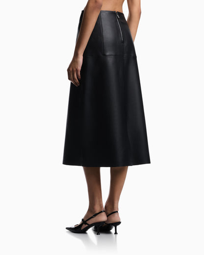 Emporio Armani vegetable-tanned nappa lambskin midi skirt