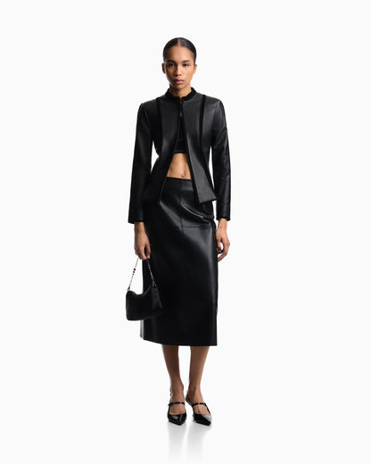 Emporio Armani vegetable-tanned nappa lambskin midi skirt