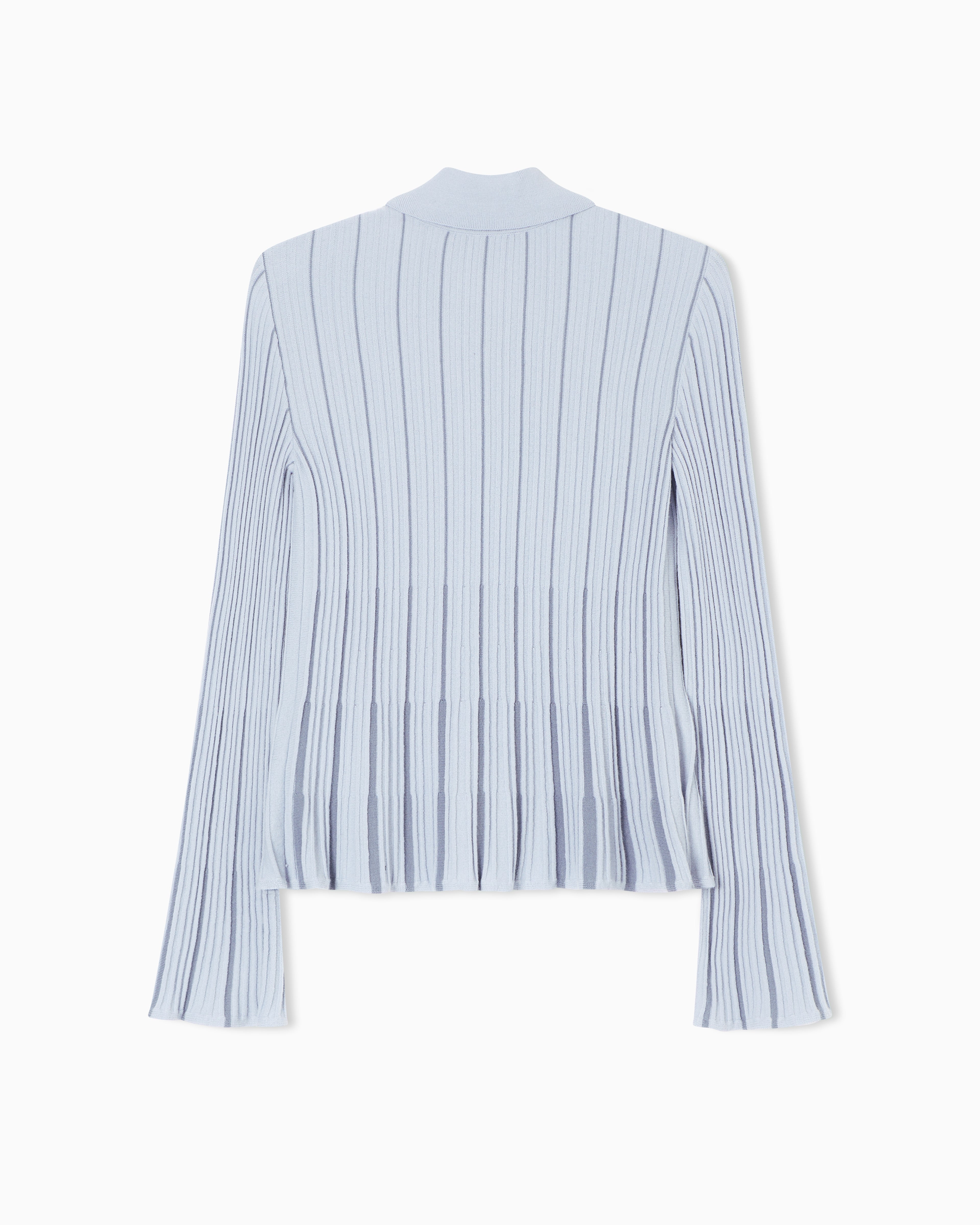 Emporio Armani Classic-collar cardigan in plated rib knit