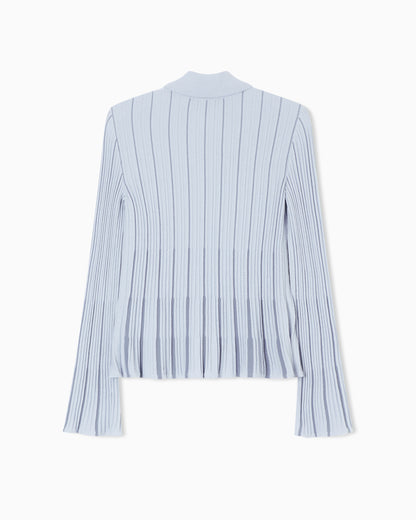 Emporio Armani Classic-collar cardigan in plated rib knit