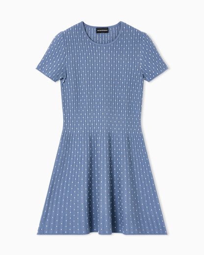 Emporio Armani Polka-dot jacquard viscose plain-knit short dress