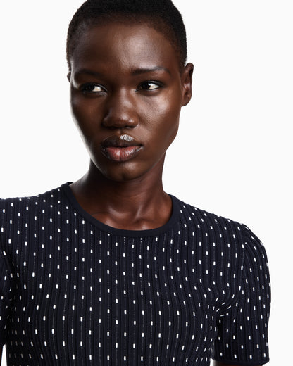 Emporio Armani Polka-dot jacquard viscose plain-knit short dress
