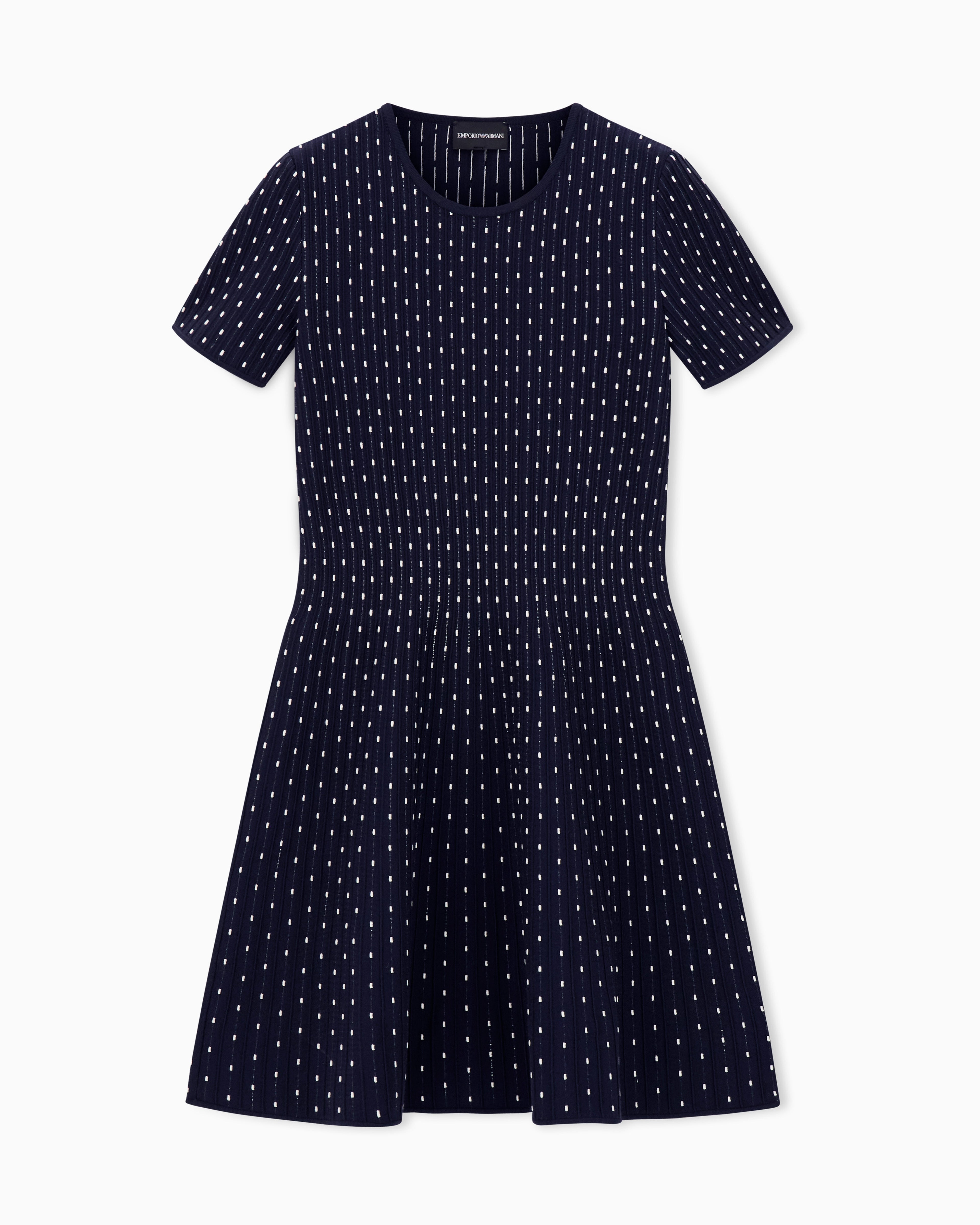 Emporio Armani Polka-dot jacquard viscose plain-knit short dress