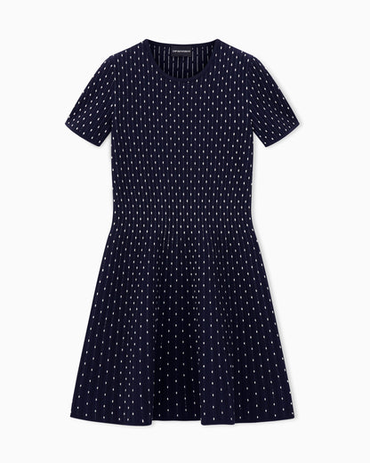 Emporio Armani Polka-dot jacquard viscose plain-knit short dress