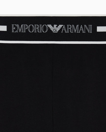 Emporio Armani cropped trousers in organic jersey with logo waistband